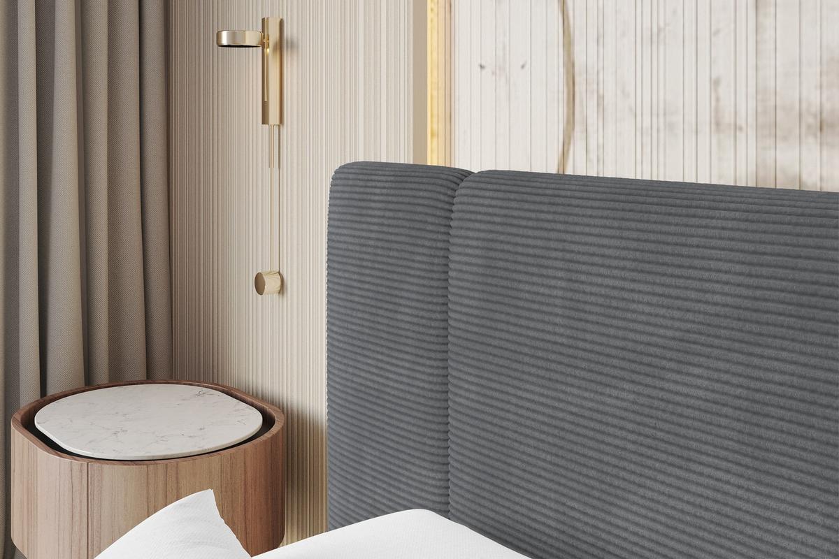 POLSTERBETT mit Bettkasten, Fußteil und Lattenrost, Bett mit Matratze H3/H4 - TEVO-Z 140x200 Dunkelgrau - Graphitfarben, Holzwerkstoff/Textil (140/200cm) - ALTDECOR