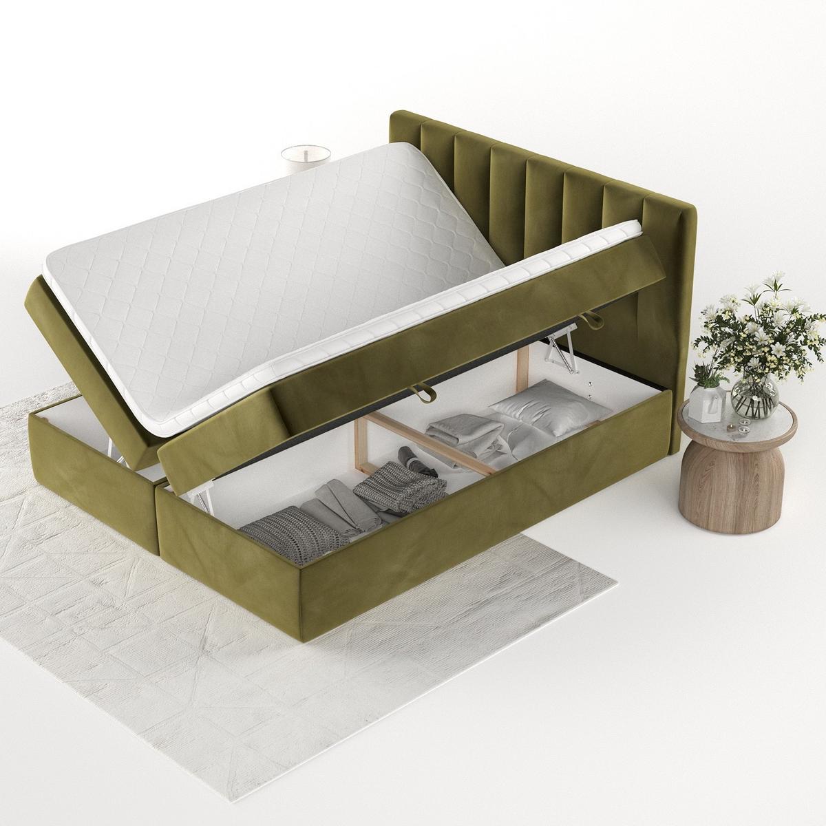 BOXBETT Bari 180/200 cm Olivgrün im Kronos Stoff - Olivgrün, Holz/Holzwerkstoff (180/200cm) - AltaBeds