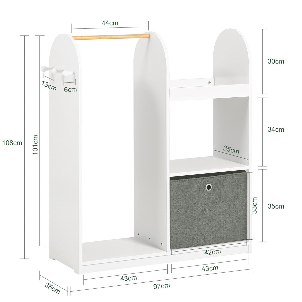 KINDERGARDEROBE Weiß - Weiß, Holzwerkstoff (97/108/35cm) - SoBuy