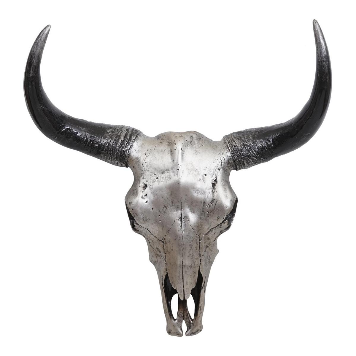 DEKO SCHÄDEL STIER Silbergrau - Grau, Stein (42/45/15cm) - MCW