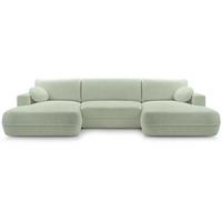 WOHNLANDSCHAFT Fiero U hellgrün - Hellgrün, Textil (364/87/186cm) - Beautysofa