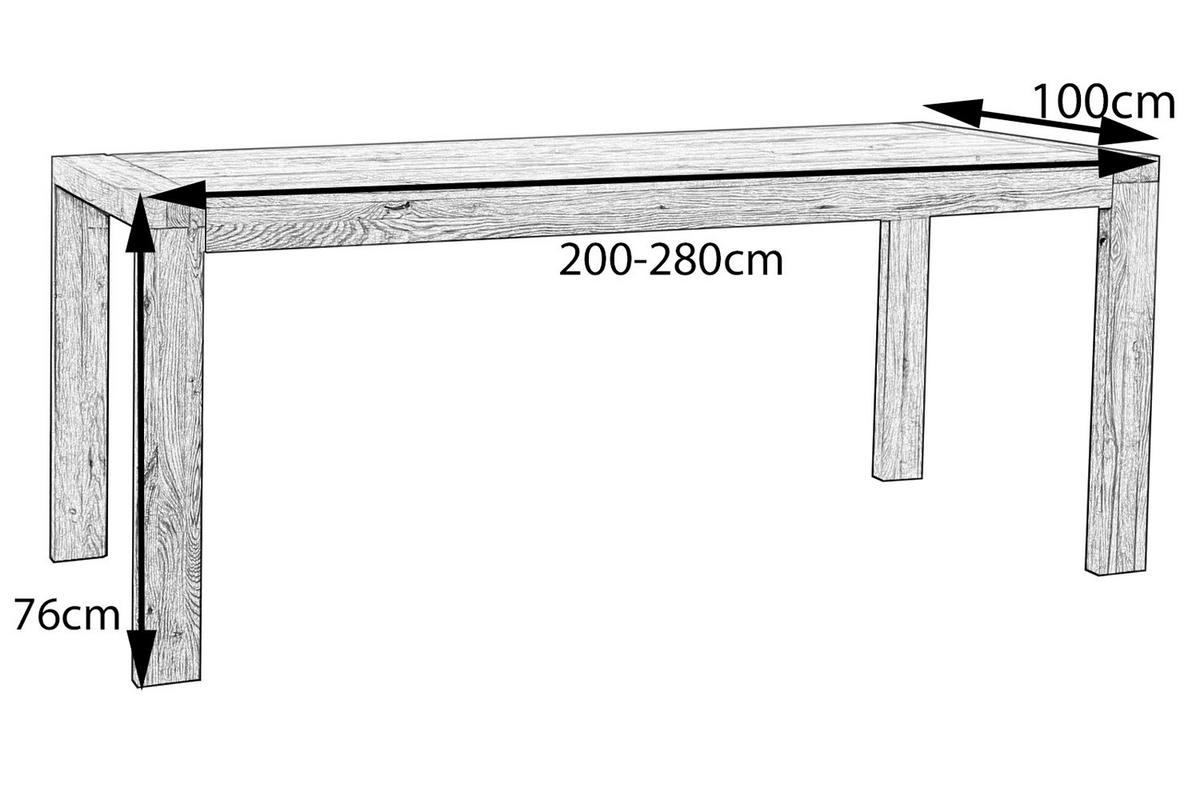 ESSTISCH LIAN Holz - Zwetschgeholzfarben/Naturfarben, Eichenholz/Holz (100/200/76cm) - KAWOLA
