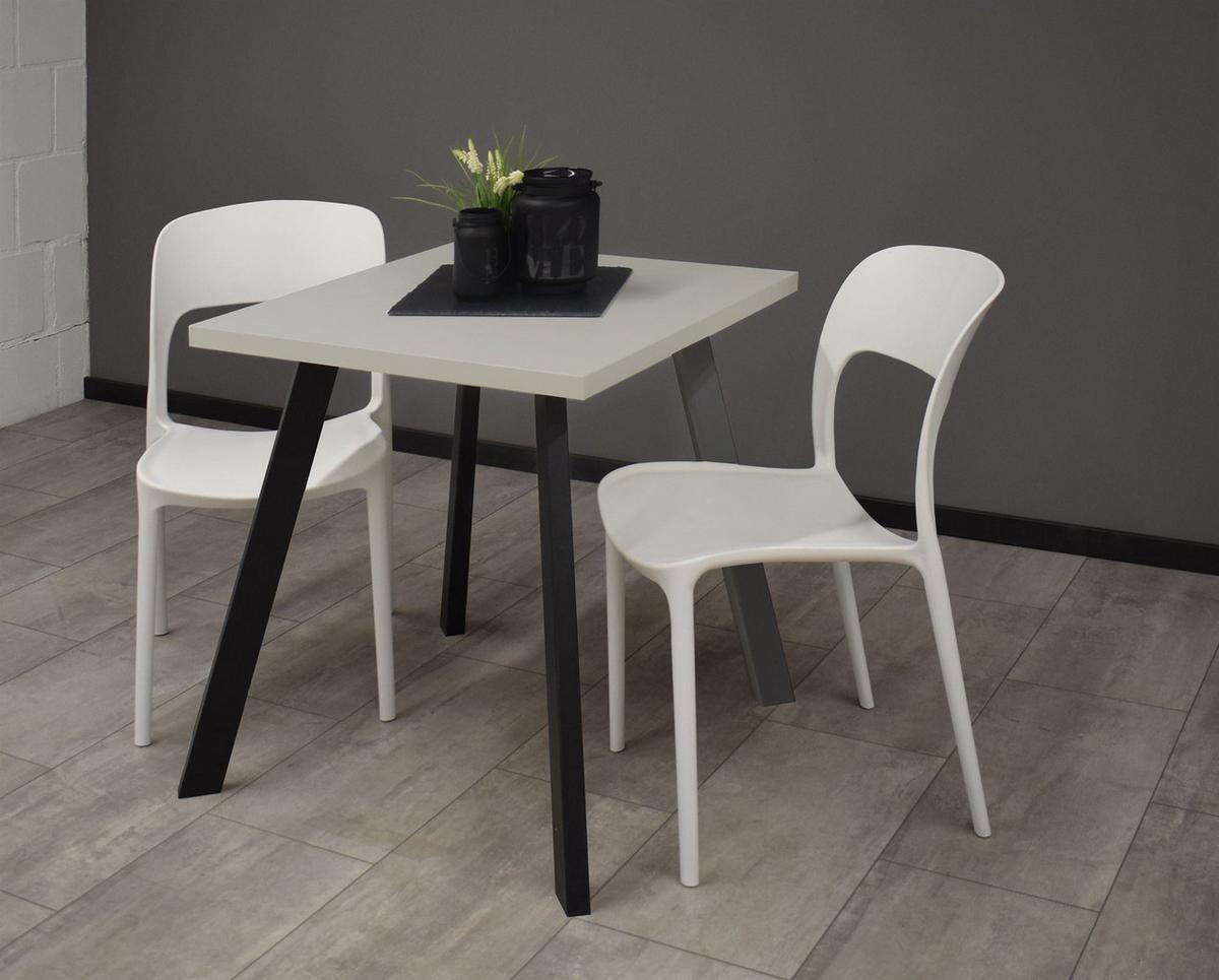 BISTROTISCH Eirene 70x70x75 schwarz matt/kreidegrau matt lack - Hellgrau, Metall (70/70/75cm) - 58aufmkessel