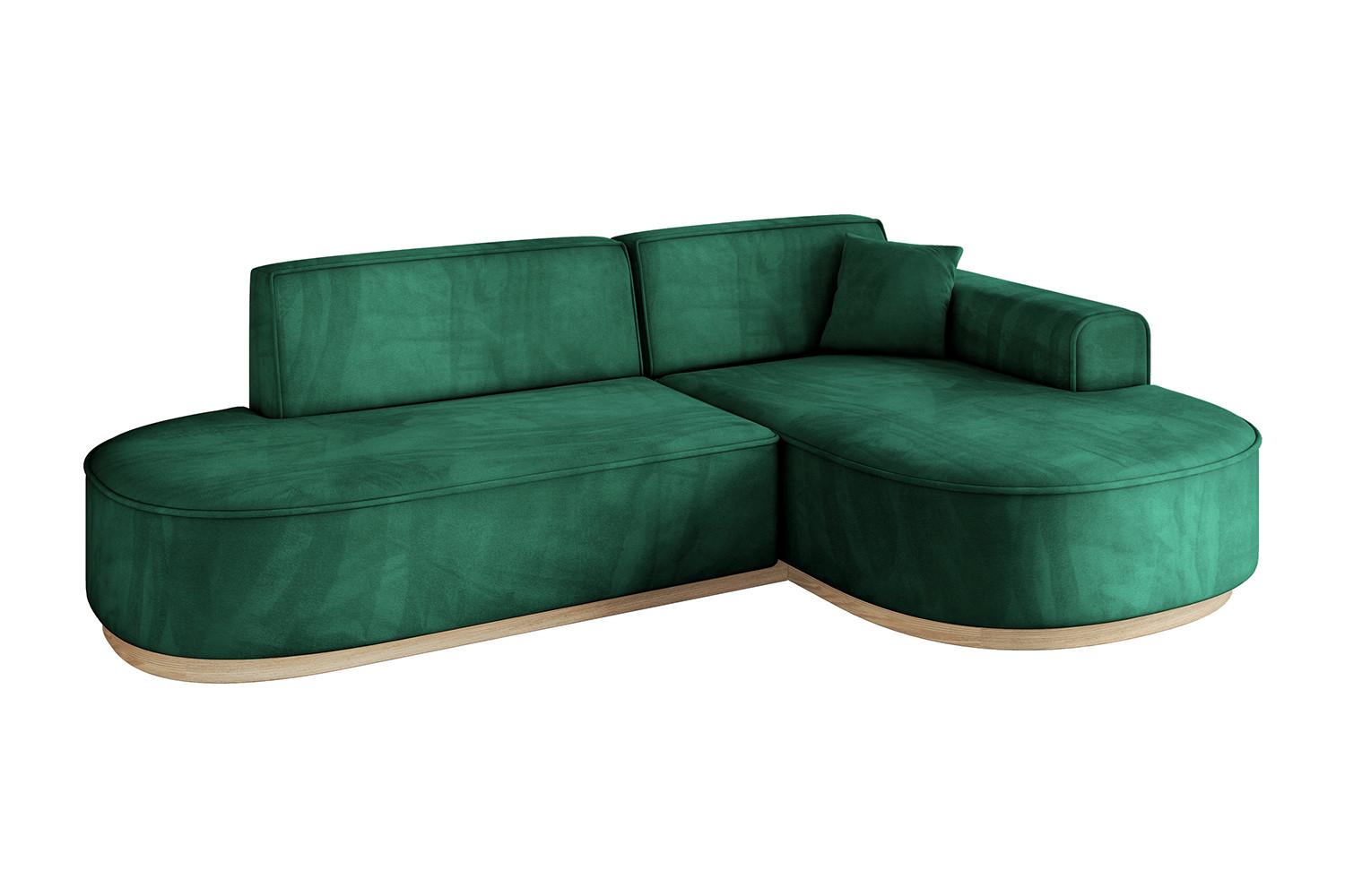 ECKSOFA Ottomane Rechts MARI-L1-v1 - 243x171x83 cm Grün Velours - Grün, Holzwerkstoff/Textil (171/243cm) - ALTDECOR
