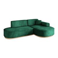 ECKSOFA Ottomane Rechts MARI-L1-v1 - 243x171x83 cm Grün Velours - Grün, Holzwerkstoff/Textil (171/243cm) - ALTDECOR