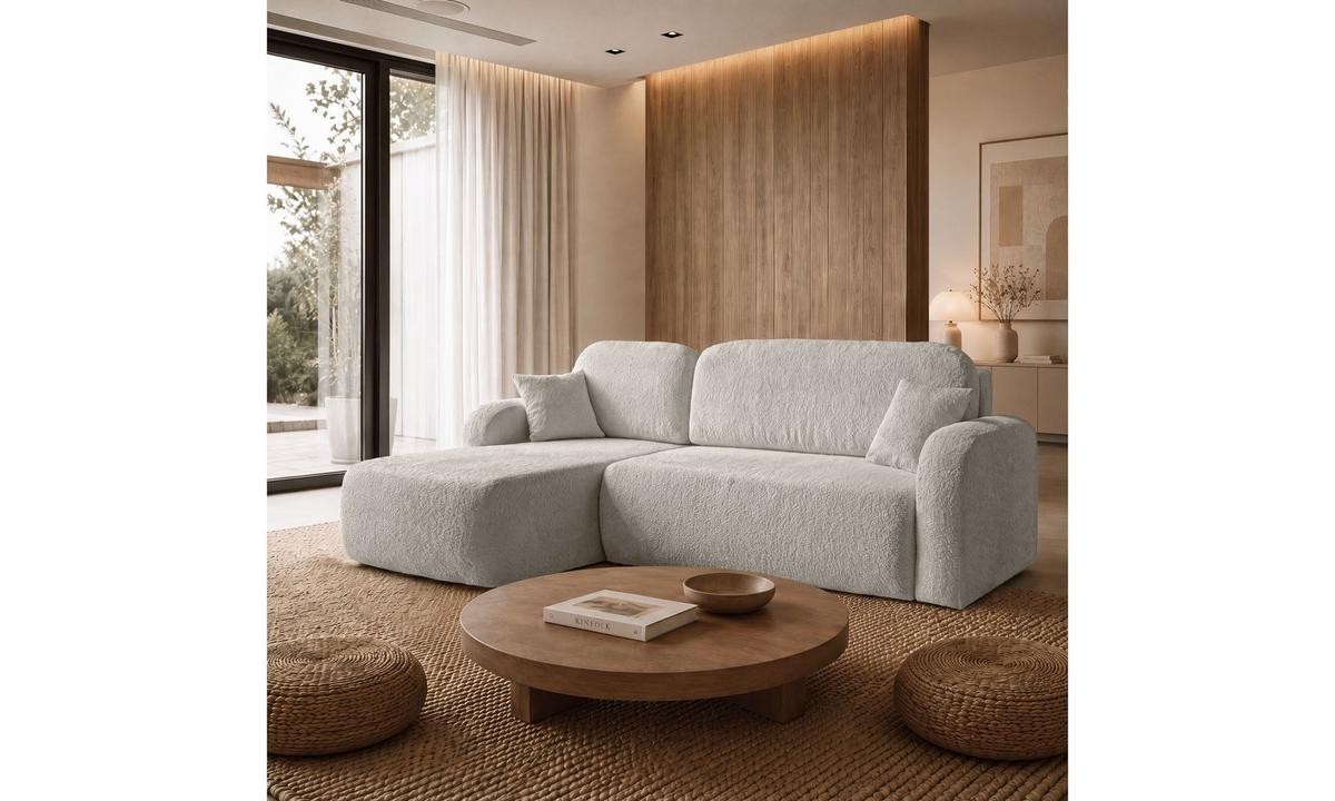 ECKSOFA PALOMA L 235/155/85 cm Coral 65 - Ecru, Textil (235/155cm) - Lookway