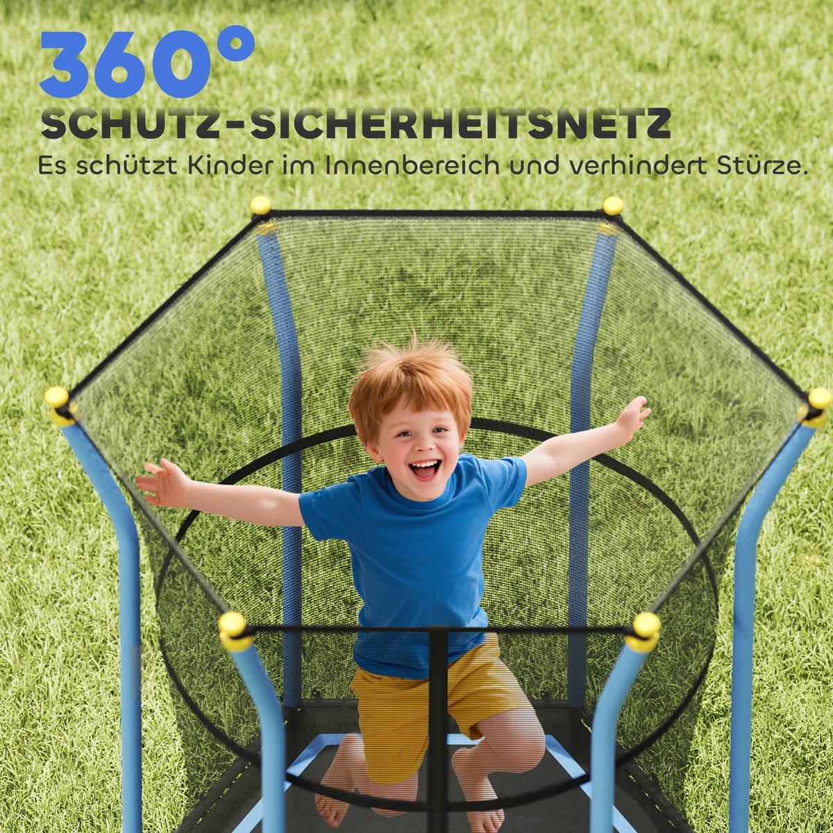 KINDERTRAMPOLIN Stahl Kunststoff Blau - Blau, Metall (111/122cm) - HOMCOM