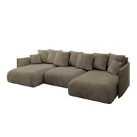 WOHNLANDSCHAFT mit Schlaffunktion und Bettkasten ONESK-U 317x177x72 Braun Velours - Braun, Holzwerkstoff/Kunststoff (317/72/177cm) - ALTDECOR