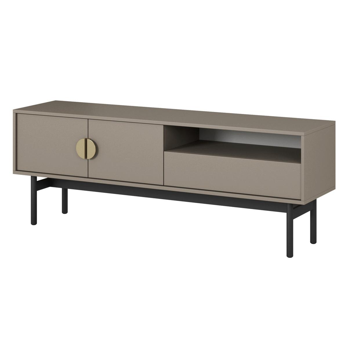 TV-LOWBOARD Stoon II STEINGRAU 154 CM - Goldfarben/Schwarz, Holzwerkstoff/Metall (154/57/38cm) - Selsey