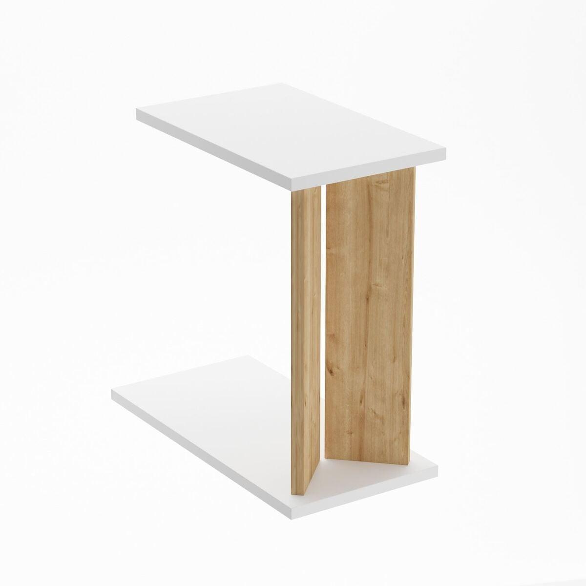 BEISTELLTISCH mit Ablage 50/25/48,6 cm - Weiß, Holzwerkstoff (56/50/48.6cm) - Calicosy