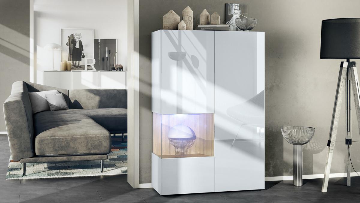 VITRINE Morena Einsatz in Eiche Natur - Eichefarben, Holzwerkstoff (91.5/136.5/37cm) - Vladon