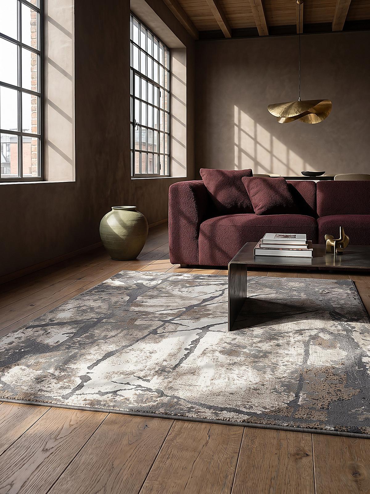 TEPPICH Kurzflor OGLIO Abstrakt Polypropylen-Polyester Natur 200 x 290 cm - Beige, Textil (200/290cm) - KADIMA DESIGN
