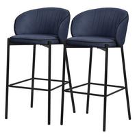 BARHOCKER 2er Set Dunkelblau mit Stoffbezug - Schwarz/Dunkelblau, Textil/Metall (50/101/54cm) - ML-DESIGN