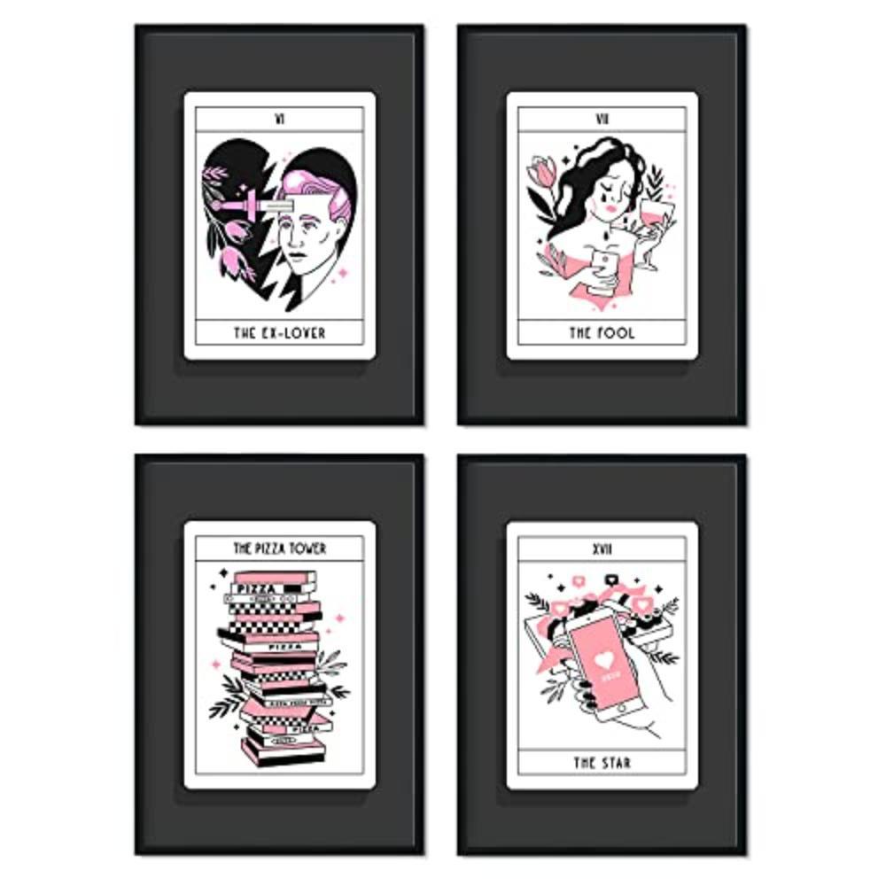 POSTER Set mit 4 Blättern in warmen Tönen originellen Tarotkarten A4 Rahmenlos - Klar, Papier (29.7/3cm) - Nacnic