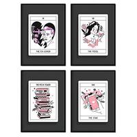 POSTER Set mit 4 Blättern in warmen Tönen originellen Tarotkarten A4 Rahmenlos - Klar, Papier (29.7/3cm) - Nacnic
