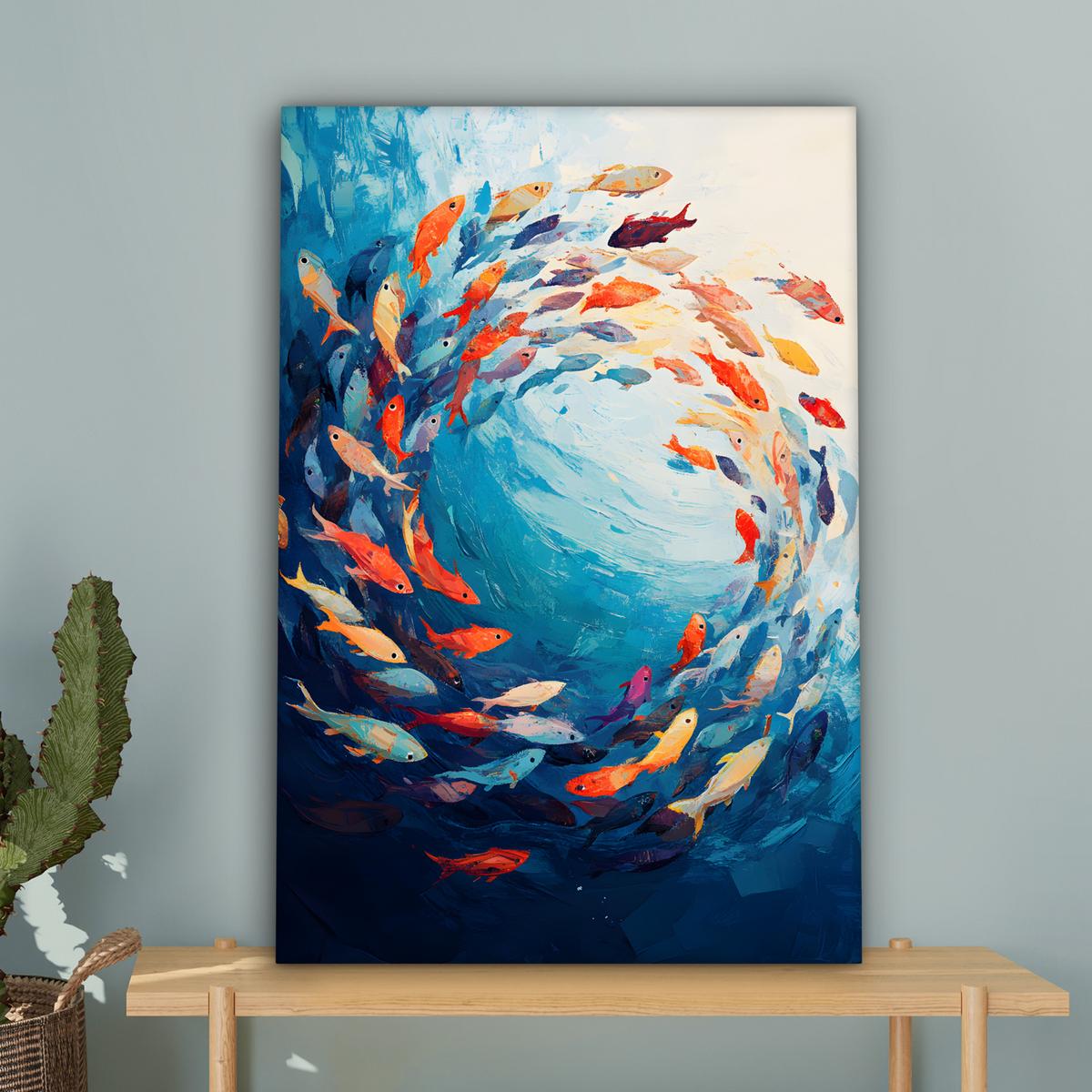 LEINWANDBILD Meer - Fische - Bunt - Dynamisch Wanddeko 40x60 cm - Hellblau, Textil (40/60cm) - MuchoWow