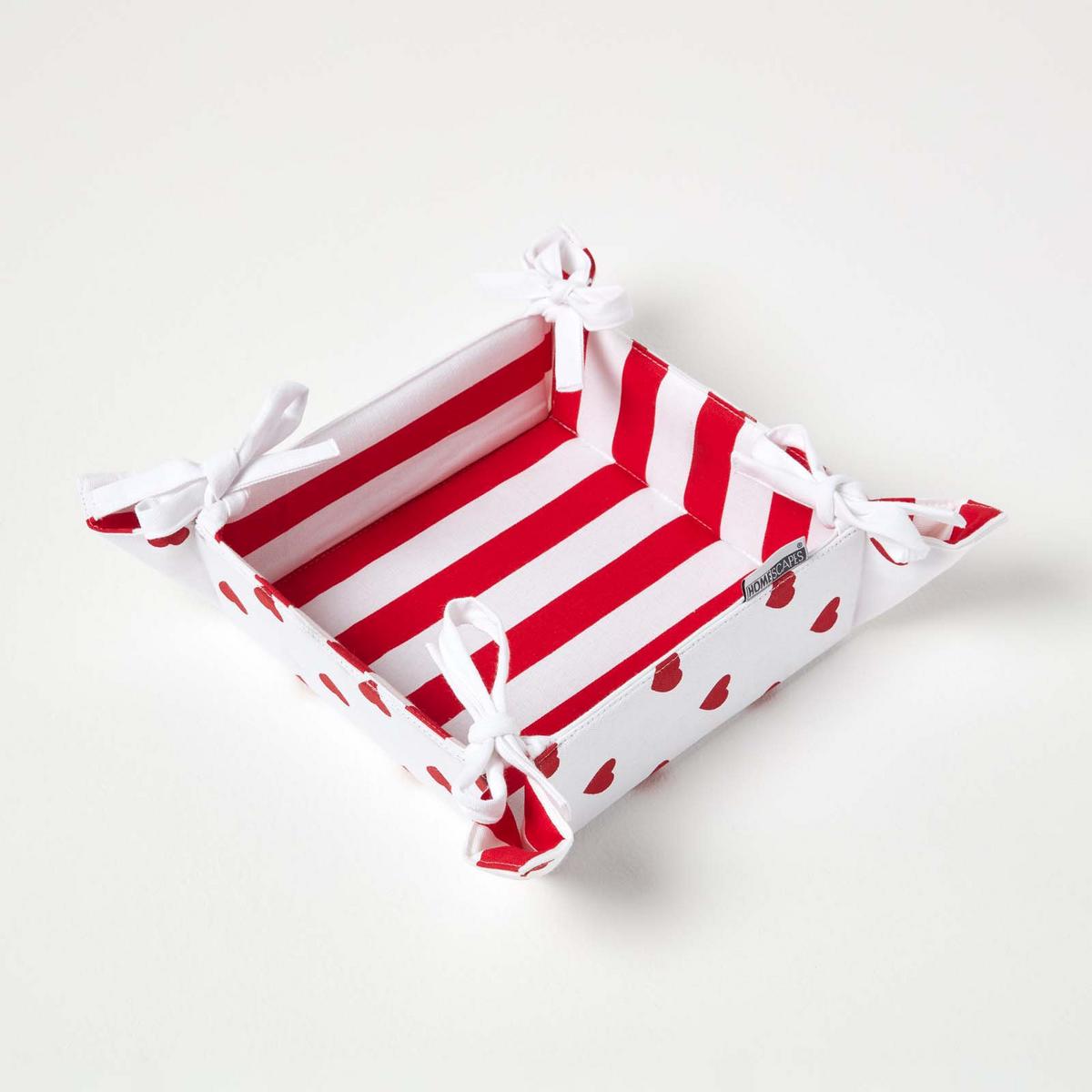 BROTKORB Herzen – faltbar mit Wende-Design - Weiß, Textil (22/7/22cm) - Homescapes