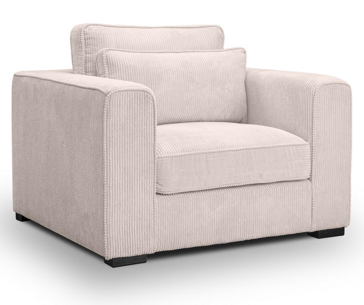 SESSEL grau-beige Cord, Loungesessel 120 cm, Wohnzimmersessel mit Wellenfederung - Beige/Schwarz, Holzwerkstoff/Kunststoff (120/92/112cm) - Inn.Furn