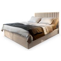 BOXBETT MURLO 200x200 cm mit Matratze und Topper, H2+H3 - Beige - Beige, Holz (200/200cm) - MASSENO