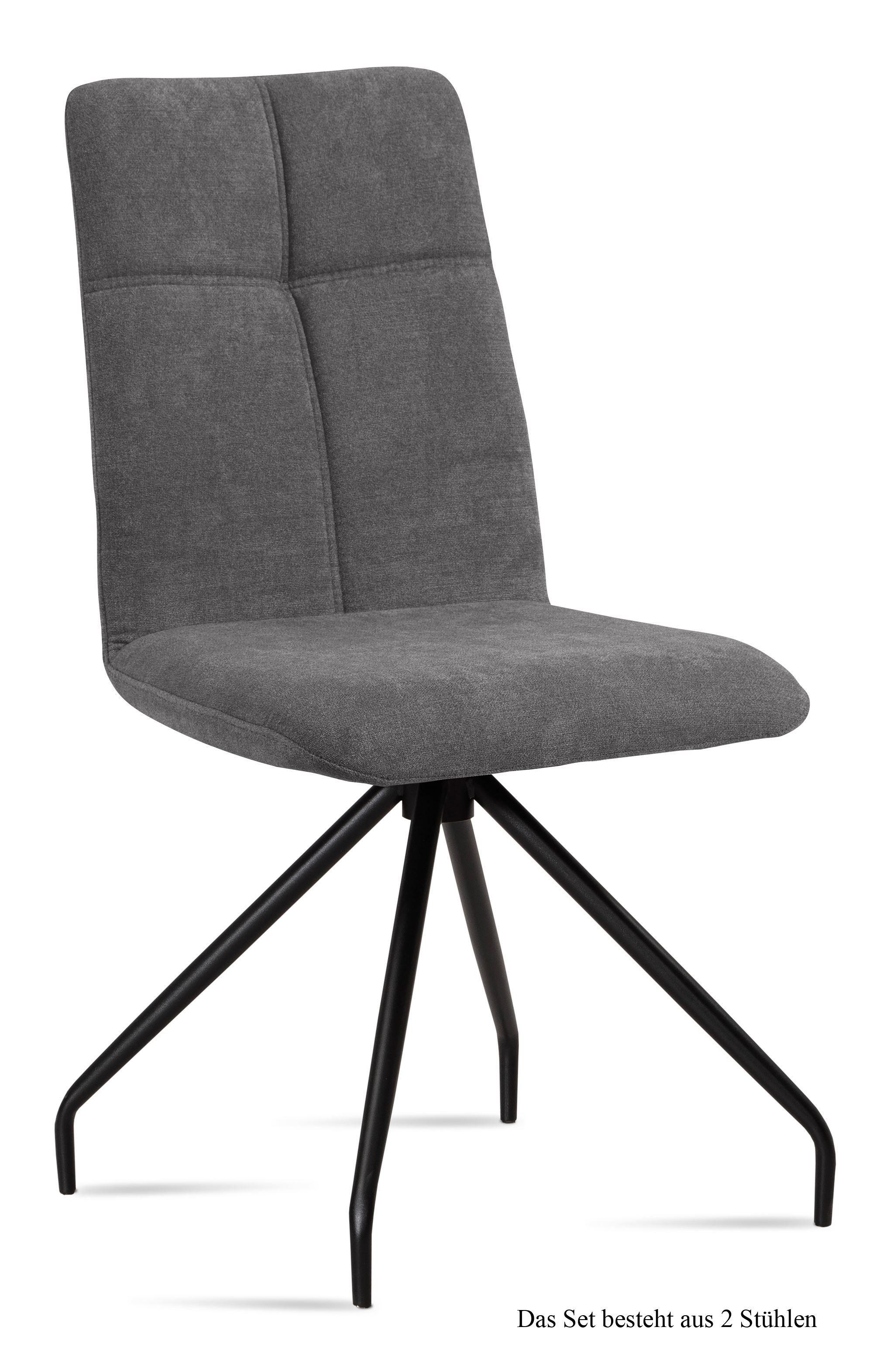 ESSZIMMERSTUHL (2er-Set) Detava 47x92x60 Schwarz/Grau - Schwarz/Grau, Kunststoff (60/92/47cm) - 58aufmkessel