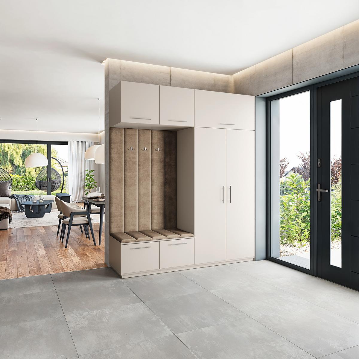 GARDEROBENSCHRANK REMA 200/240/60 cm Modern Garderobe-Set Kaschmir - Kaschmir/Mokka, Holzwerkstoff (200/240/60cm) - MASSENO