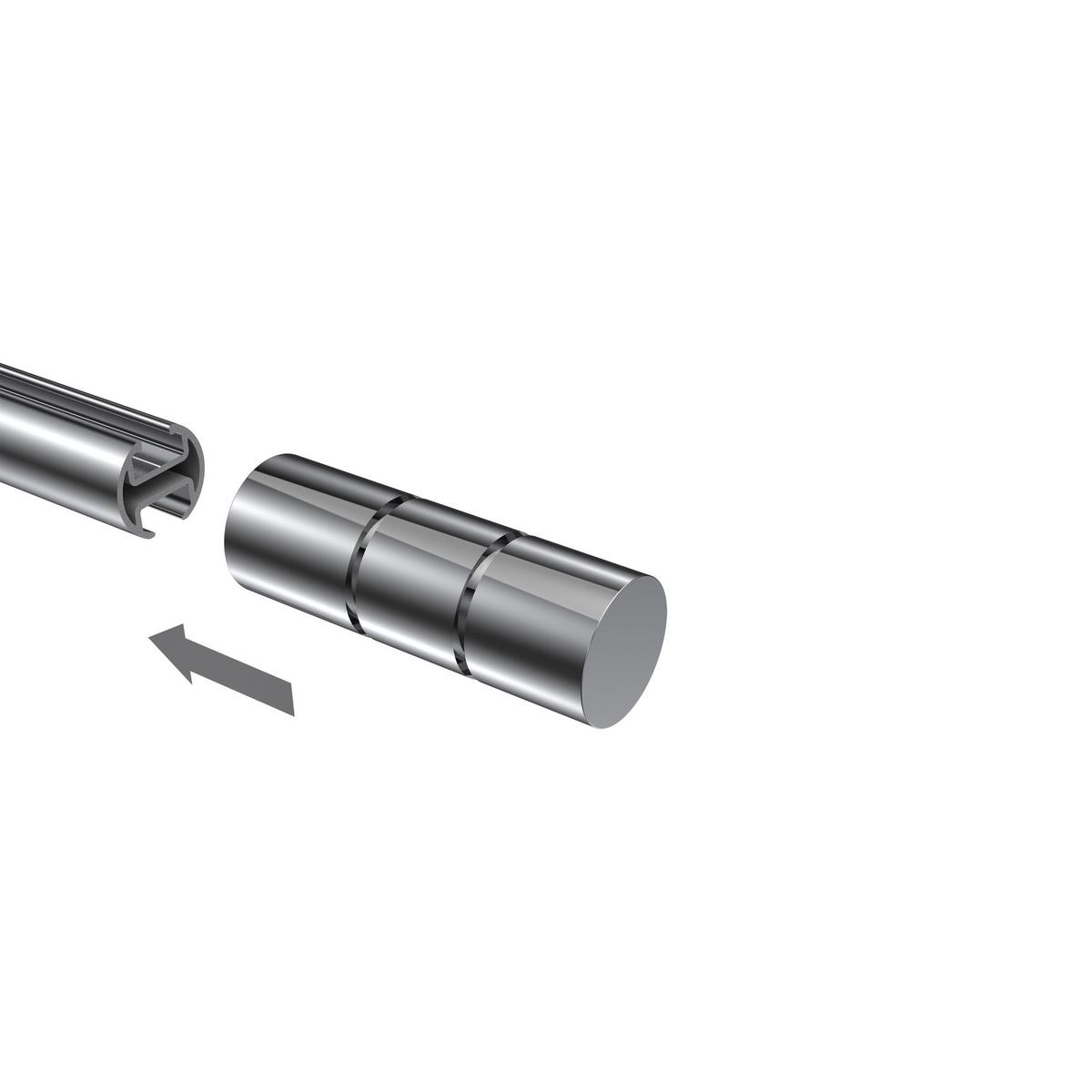 ENDSTÜCKE FÜR GARDINENSTANGEN 20 mm Ø, Elanto Chrom, Packung 2 Stück - Chromfarben, Metall (6.4/2.4/2.4cm) - INTERDECO
