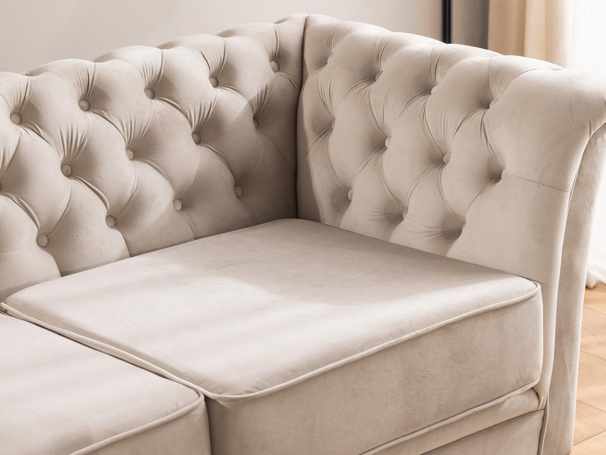 CHESTERFIELD-SESSEL Whitby Beige Samt mit goldenen Füßen - Beige/Goldfarben, Holz/Textil (116/78/82cm) - S-Style Möbel