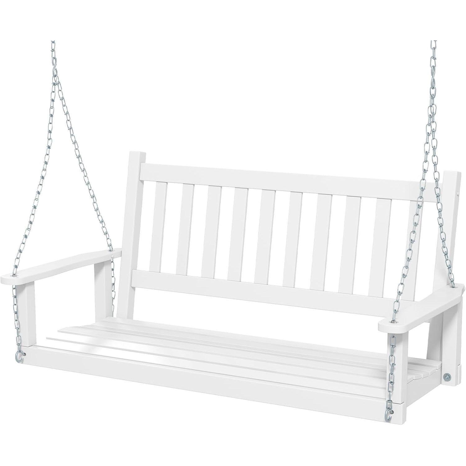 HÄNGEBANK Weiß - Weiß, Holz (136/63/67cm) - COSTWAY