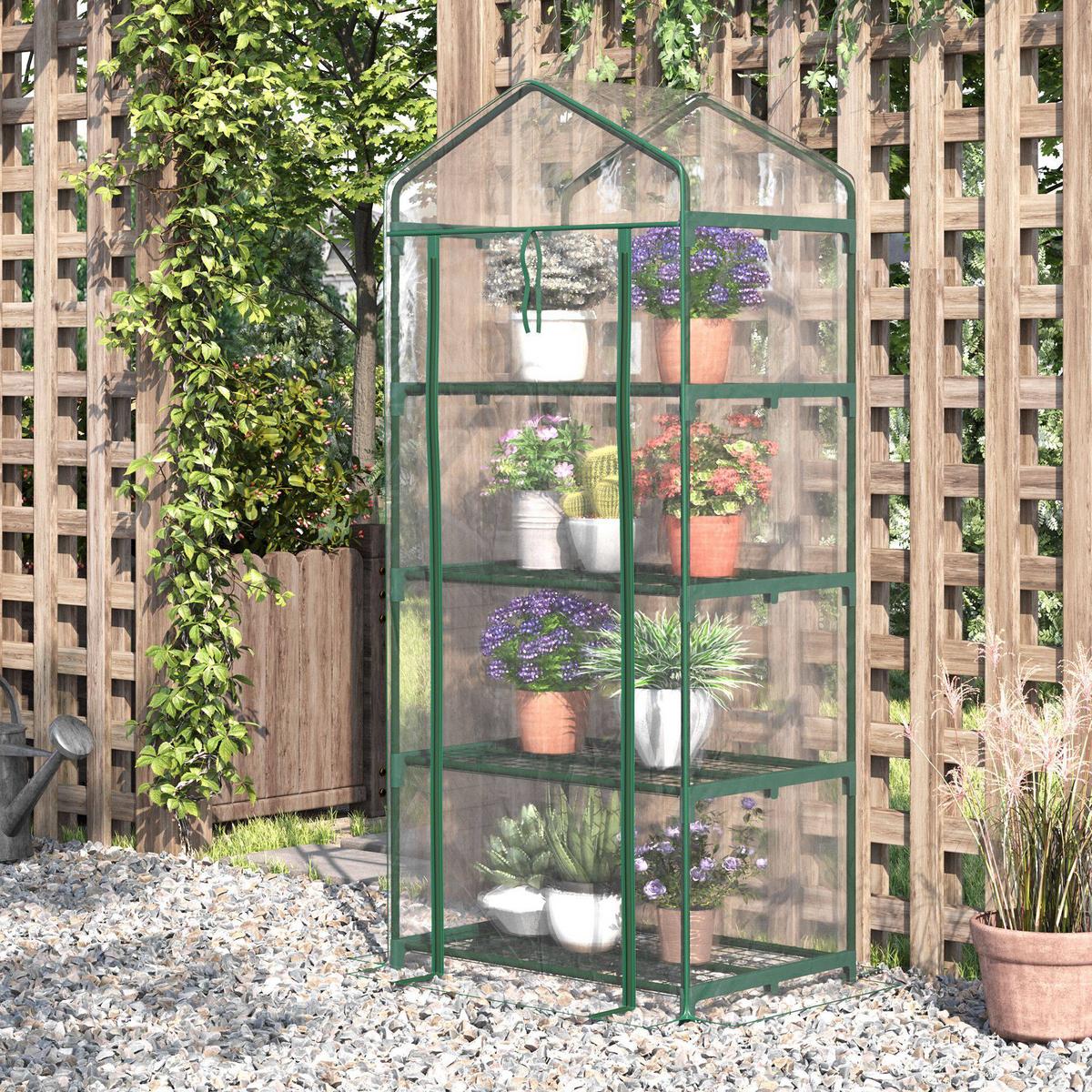 FOLIENGEWÄCHSHAUS, Transparent, PVC, Stahl - Transparent, Kunststoff (50/160/70cm) - Outsunny