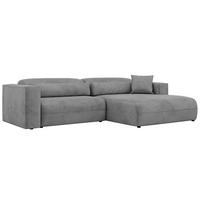 ECKSOFA PAZURRO L - Hellgrau Velvet - Rechts Seite - Hellgrau/Schwarz, Kunststoff/Textil (288/180cm) - MKS