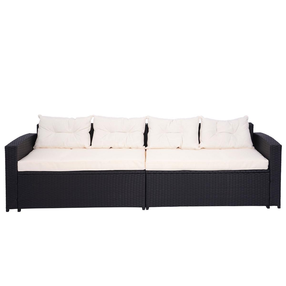 POLY-RATTAN GARNITUR Schwarz, Beige - Beige/Schwarz, Kunststoff - MCW