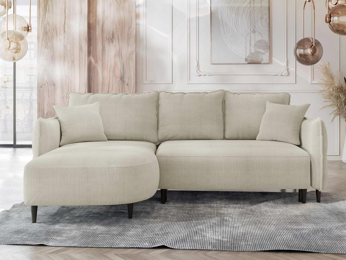 ECKSOFA Sycylia, Seite: Links - Schwarz/Naturfarben, Holz/Textil (244/165cm) - MIRJAN24