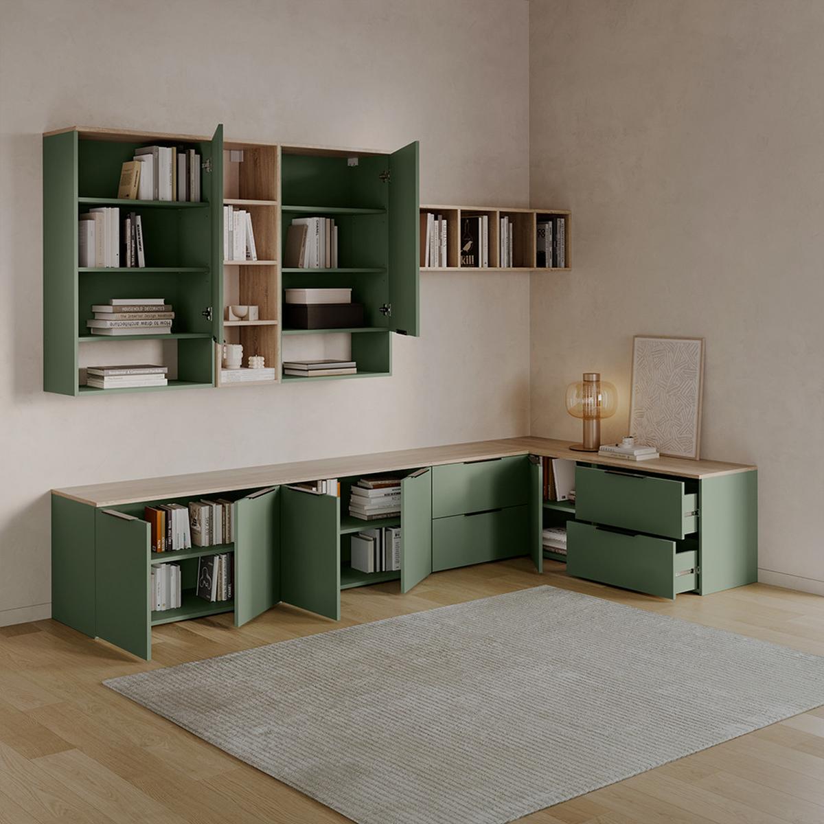 HÄNGESCHRANK Piave Grün 60 x 100 cm mit Tür - Grün, Holzwerkstoff (60/100/30cm) - Livinity®