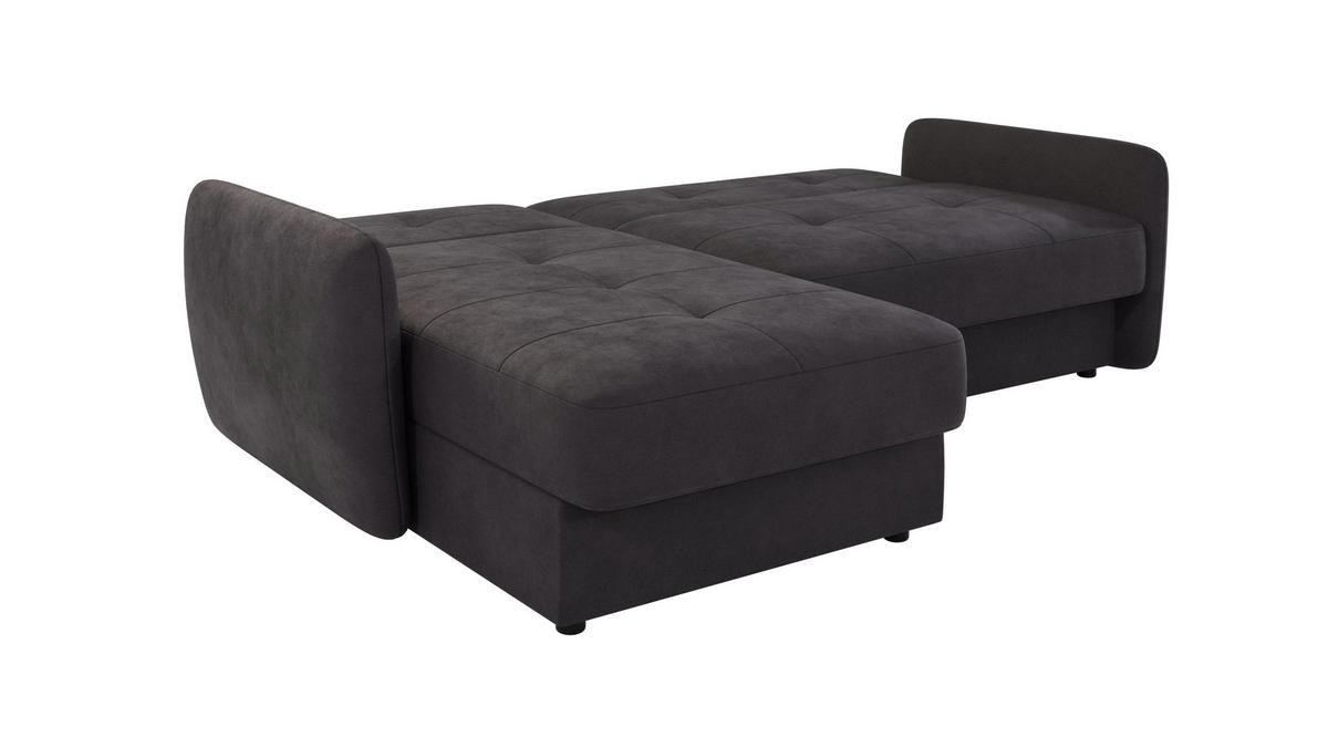 ECKSOFA Lupo Graphit Mikrofaser - Graphitfarben/Schwarz, Holz/Kunststoff (232/147cm) - S-Style Möbel