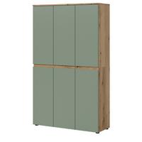 MEHRZWECKSCHRANK grün, Evoke Eiche 105 x 175 cm, Stauraumschrank 6-türig mit 18 Fächern - Eichefarben/Schwarz, Holzwerkstoff/Kunststoff (105/175/37cm) - Inn.Furn