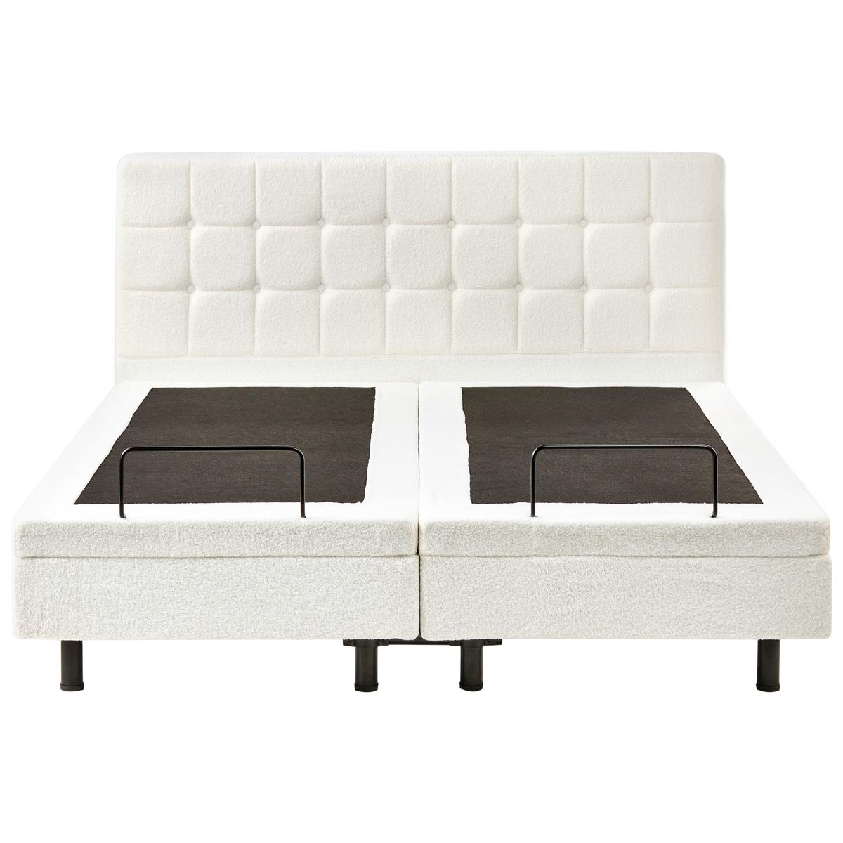 BETT verstellbar 160/200 cm Bouclé Cremeweiß Duke - Creme, Textil (160/200cm) - Beliani
