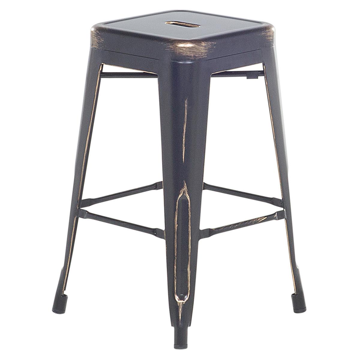 HOCKER 2er-Set Metall Schwarz Cabrillo - Schwarz, Metall (42/60/42cm) - Beliani