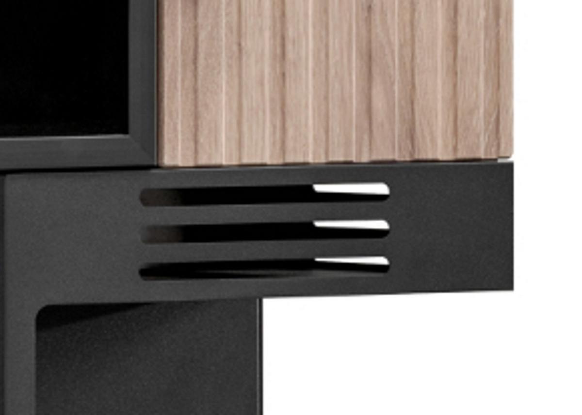 TV-LOWBOARD Eiche, Marmor schwarz 160 cm, TV Unterschrank Set mit Ethanol Kamin - Eichefarben/Schwarz, Holzwerkstoff/Kunststoff (160/180/45cm) - Inn.Furn