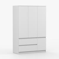 DREHTÜRENSCHRANK SOLO 4D2S, Schlafzimmer, Kleiderschrank Schrank 120 cm Weiß/Weiß, 4-türig, zwei Schubladen, grifflos - Weiß, Holzwerkstoff (120/180/50cm) - imoebel24