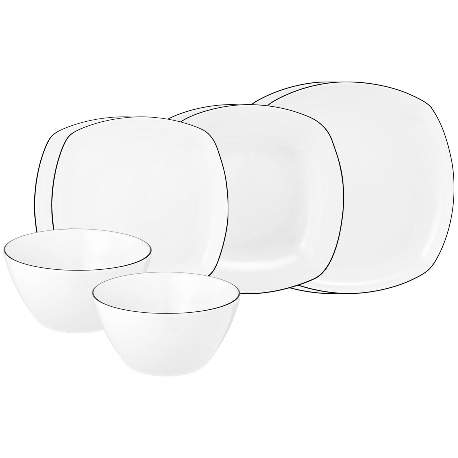 EINSTEIGER-SET Lido Black Line weiß 8-tlg. - Weiß, Keramik (2/2/2cm) - Seltmann Weiden