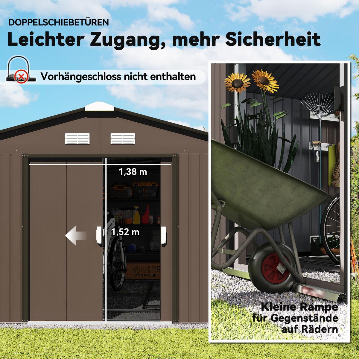 GERÄTEHAUS, Stahl, Braun - Braun, Metall (340/200/386cm) - Outsunny