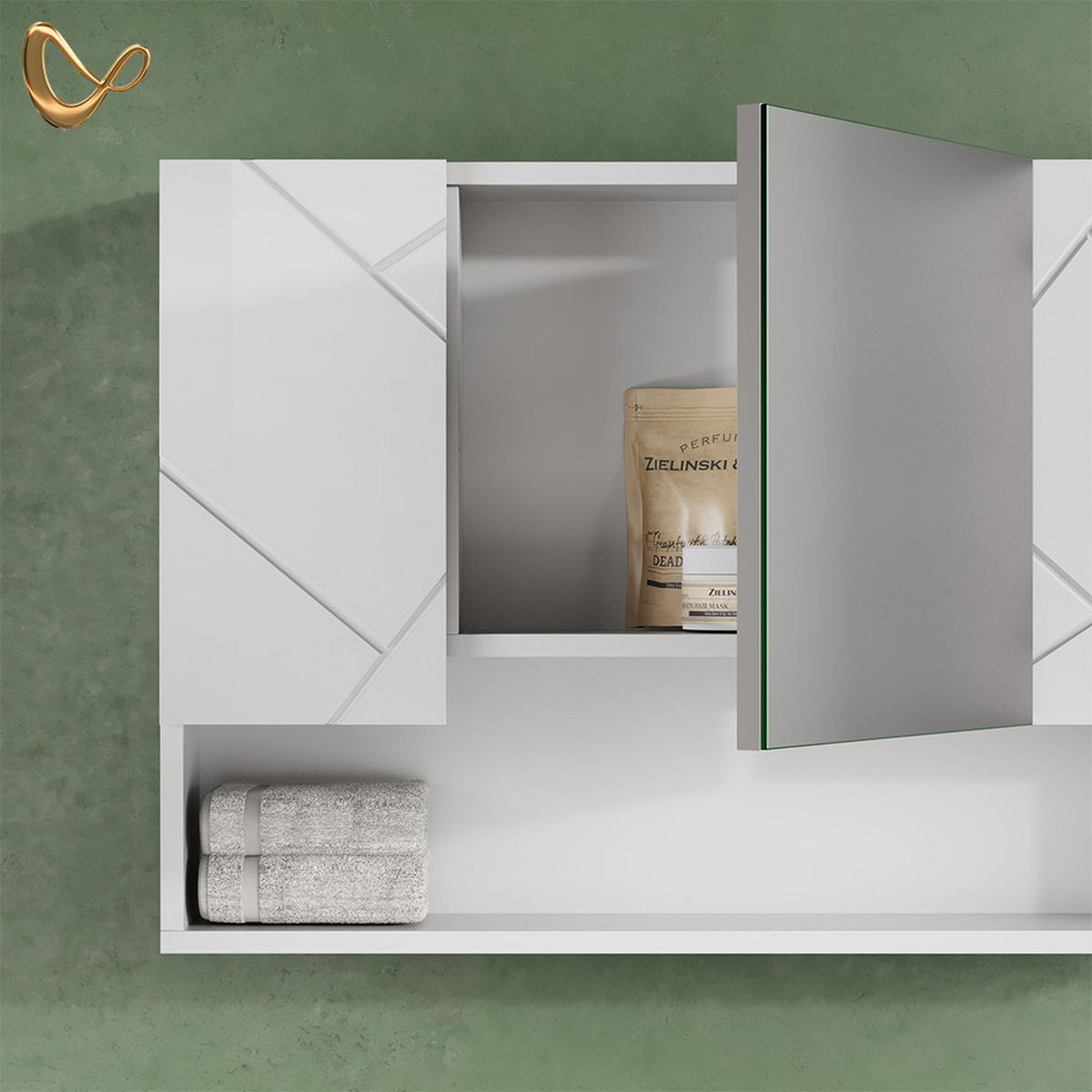 BADSPIEGELSCHRANK Ronco Weiß Hochglanz 80.1 x 55 cm - Weiß Hochglanz, Holzwerkstoff (80.1/55/17cm) - Livinity®
