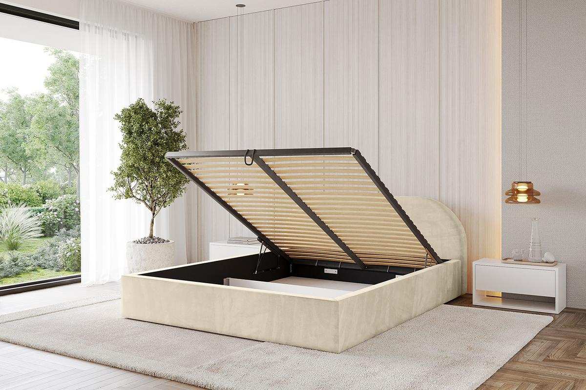 POLSTERBETT mit Bettkasten und Lattenrost, Boxbett ohne Matratze - TIVON-V1 180x200 Beige - Ecru, Holzwerkstoff/Textil (180/200cm) - ALTDECOR