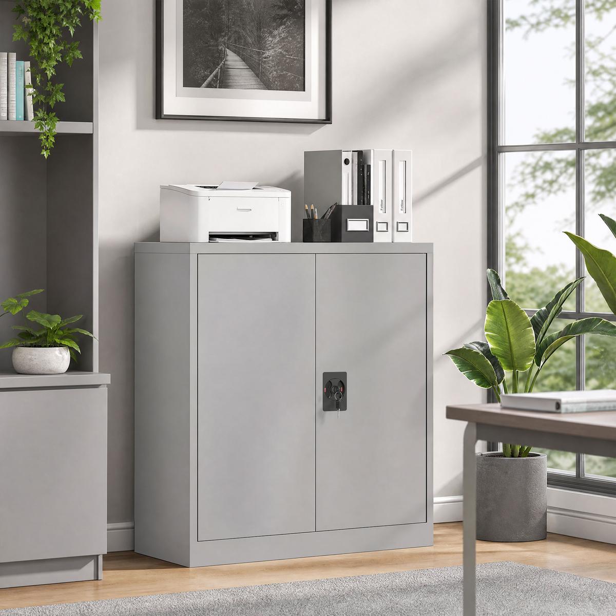 AKTENSCHRANK kaltgewalzter Stahl grau - Grau, Metall (40/92.5/80cm) - Vinsetto