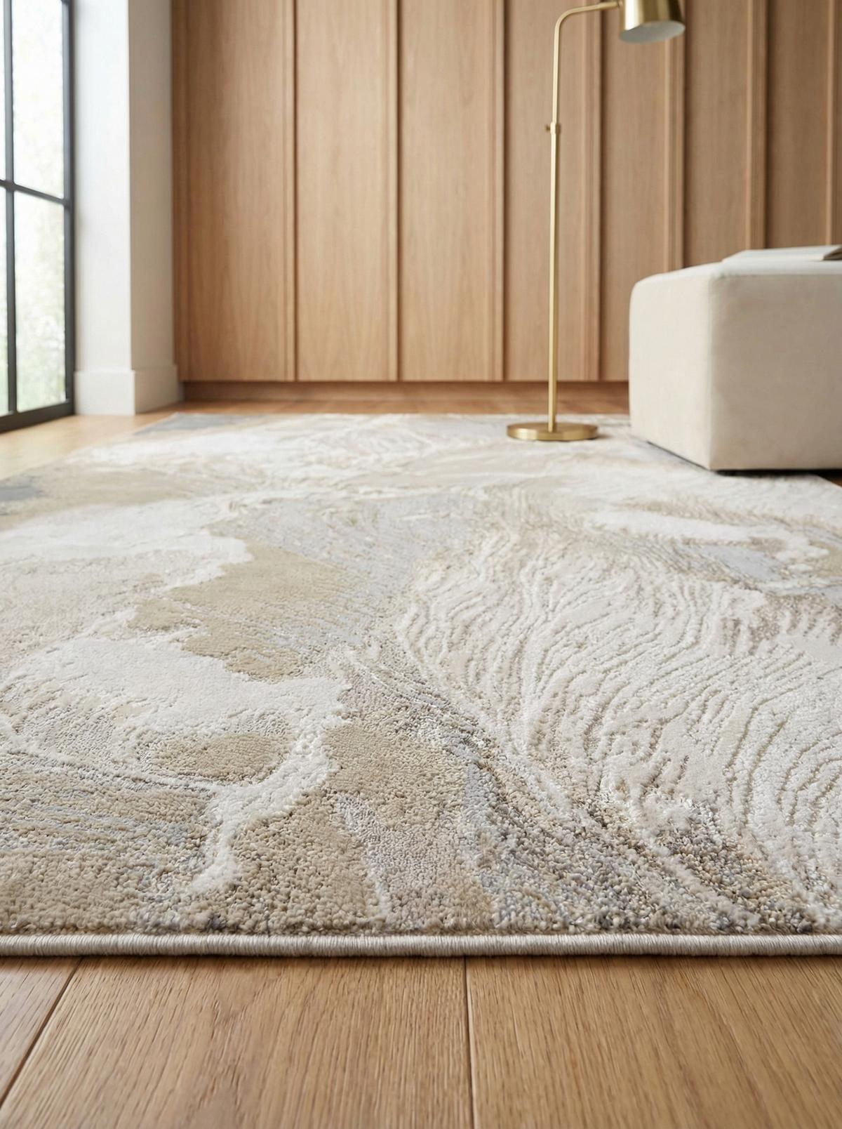 TEPPICH SARNTAL, abstrakt, aus Polyester, Florhöhe 8 mm, Gold, 160 x 230 cm - Beige, Textil (230/160cm) - KADIMA DESIGN