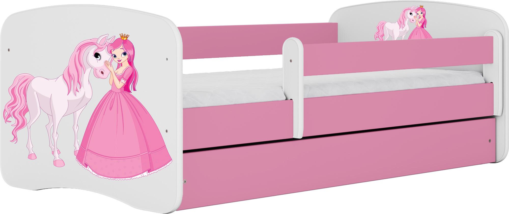 KINDERBETT Emily mit Schublade und Matratze, Rosa 80x160 cm - Rosa, Holzwerkstoff (160/80cm) - WFL GROUP