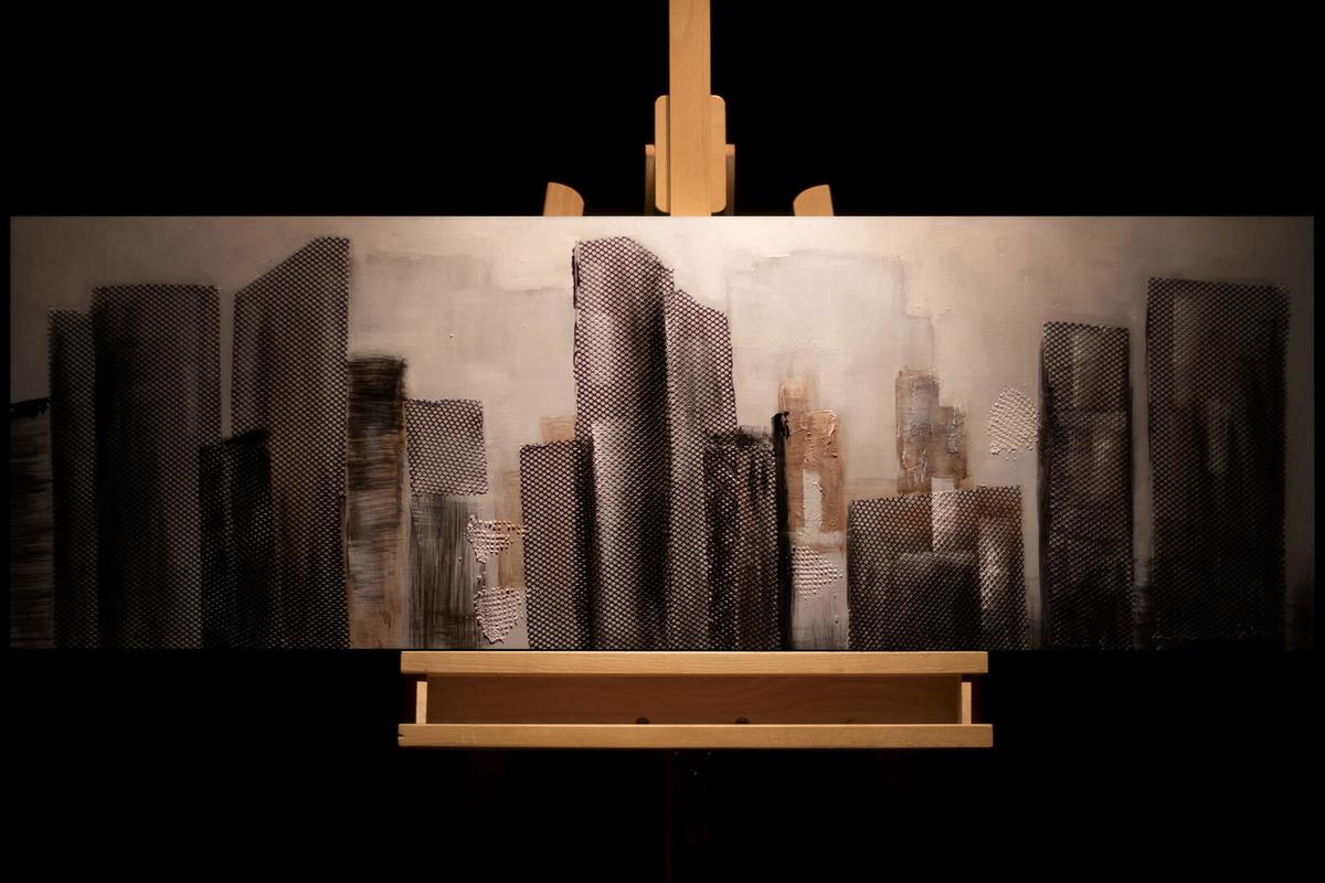 ACRYLBILD HANDGEMALT 120/40 cm - Grau, Holz/Textil (120/40cm) - KUNSTLOFT