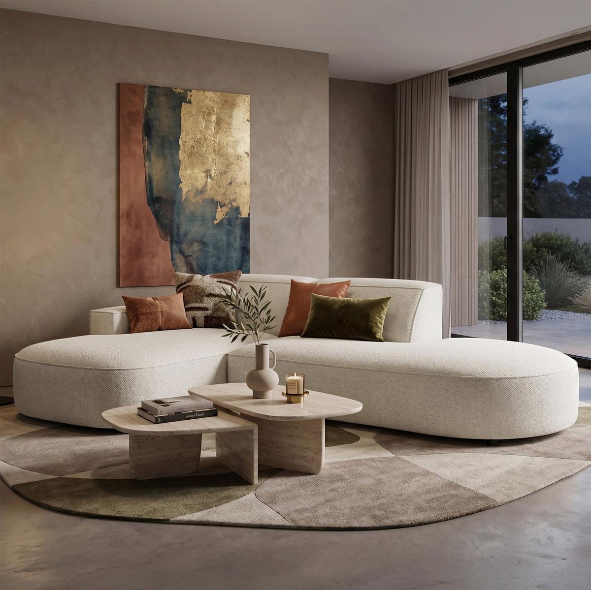 ECKSOFA Sallmo L-Form, 3-Sitzer, links 276 cm - Creme/Schwarz, Kunststoff/Textil (276/166cm) - Selsey