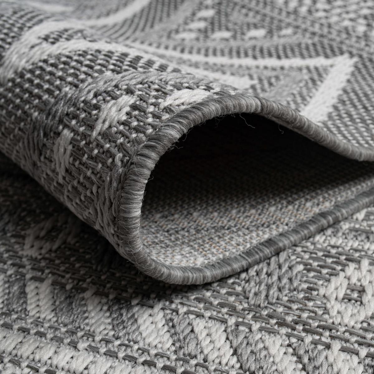 FLACHWEBTEPPICH, mit Rautenmuster, aus Polypropylen, Grau, 240 x 340 cm - Grau, Textil (240/340cm) - KADIMA DESIGN