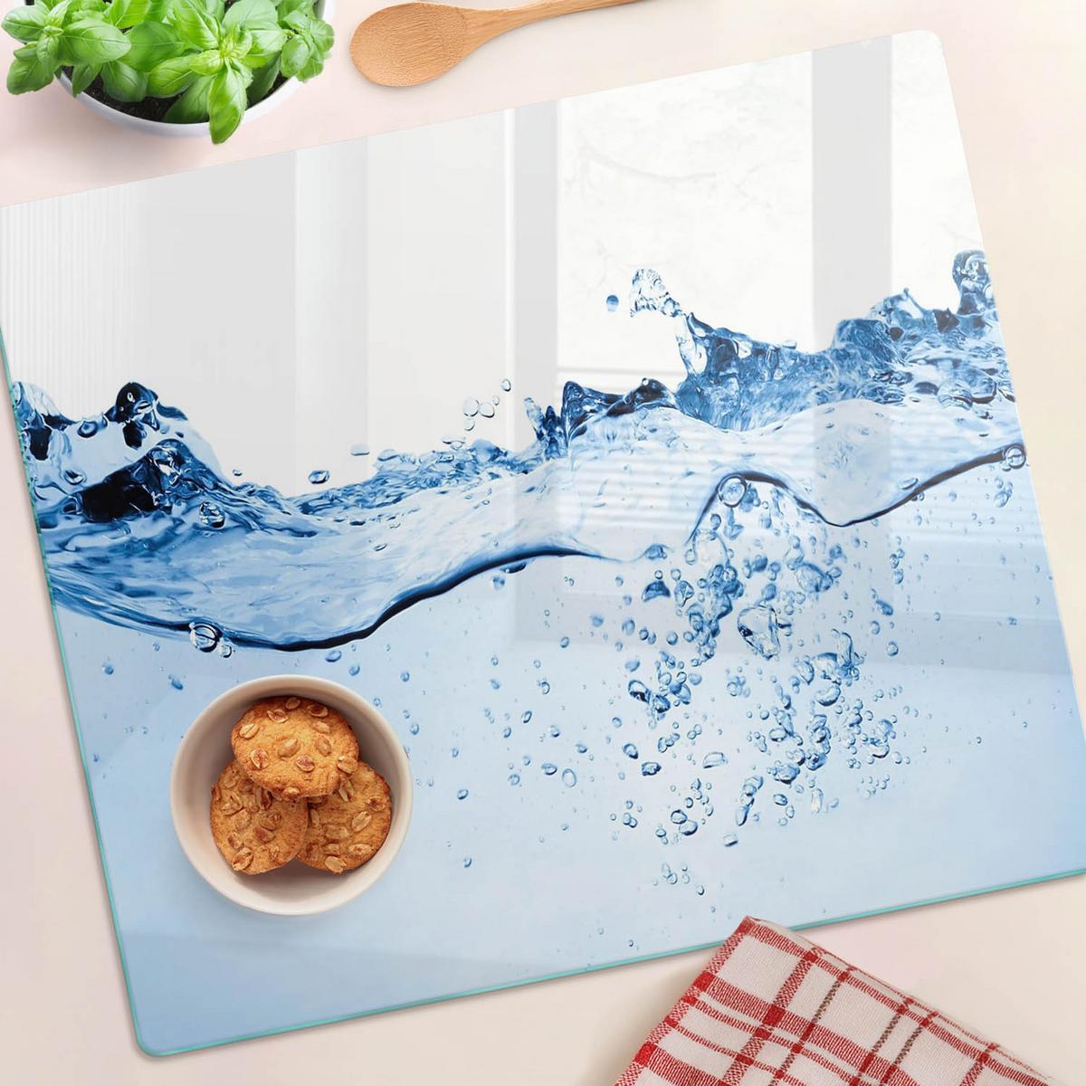 GLASPLATTE 60x52 cm Wasser - Blau, Glas (60/0.4/52cm) - TULUP